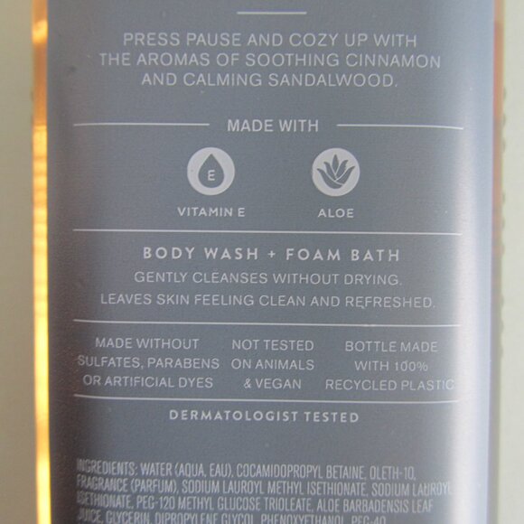 New Aromatherapy Cinnamon & Sandalwood Cozy Body Wash With Vitamin E Plus Aloe - Picture 6 of 6